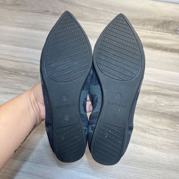Rothy's The Point Flats 7.5 Gray Black Camo Slip On Knit Washable Ballet - Picture 7 of 10